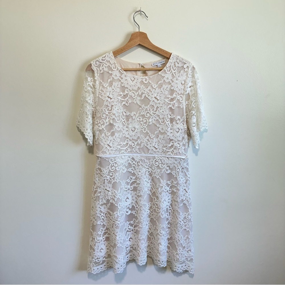 Baltic Born Womens Aasha Lace Short Dress Off White Bridal Size XL - Picture 7 of 8